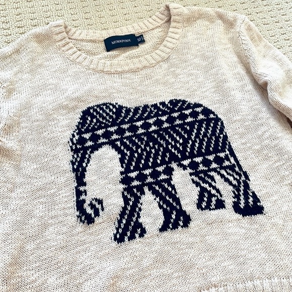 MINKPINK Pride of Place Beige Elephant Knit Sweater - Picture 4 of 10